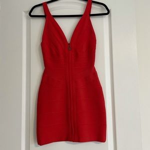 HERVE LEGER - Red Pasha Bandage Dress - Small